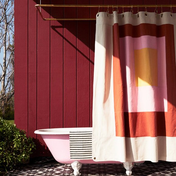 Quiet Town Marfa Colorblock Canvas Shower Curtain - Picture 1 of 6